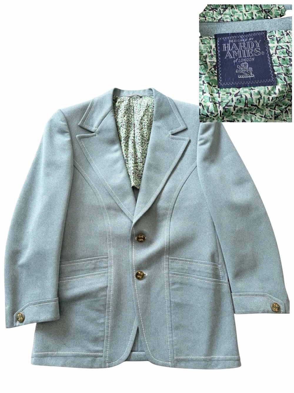 Vintage Hardy Amies Light Seafoam Green Women’s Blazer British Designer